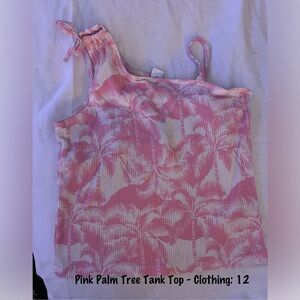 Tropical Pink Palm Print Kids Tank Top